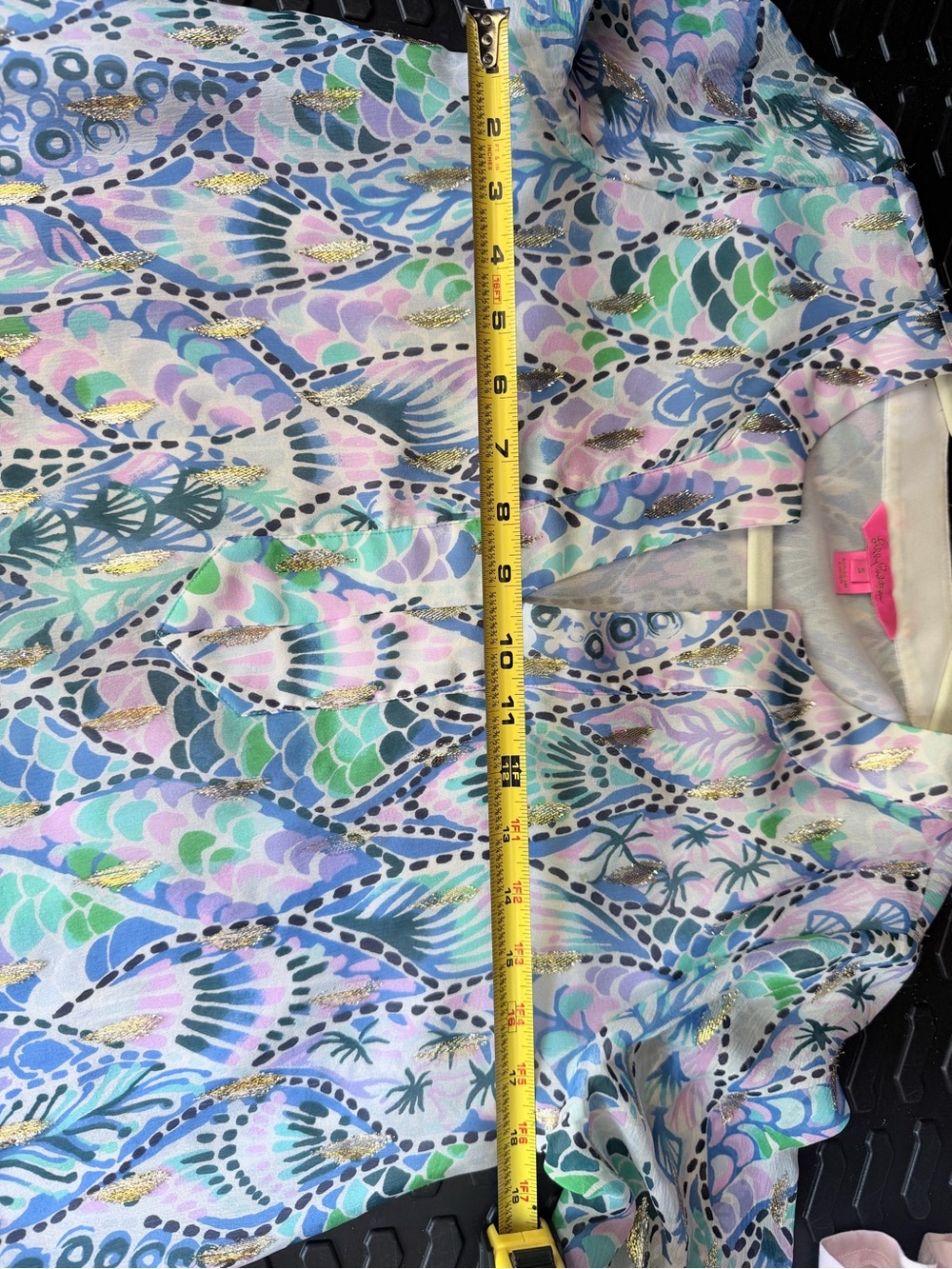 Lilly Pulitzer Tails of the Sea Elenora Silk with Metallic Details Top - Picture 6 of 9